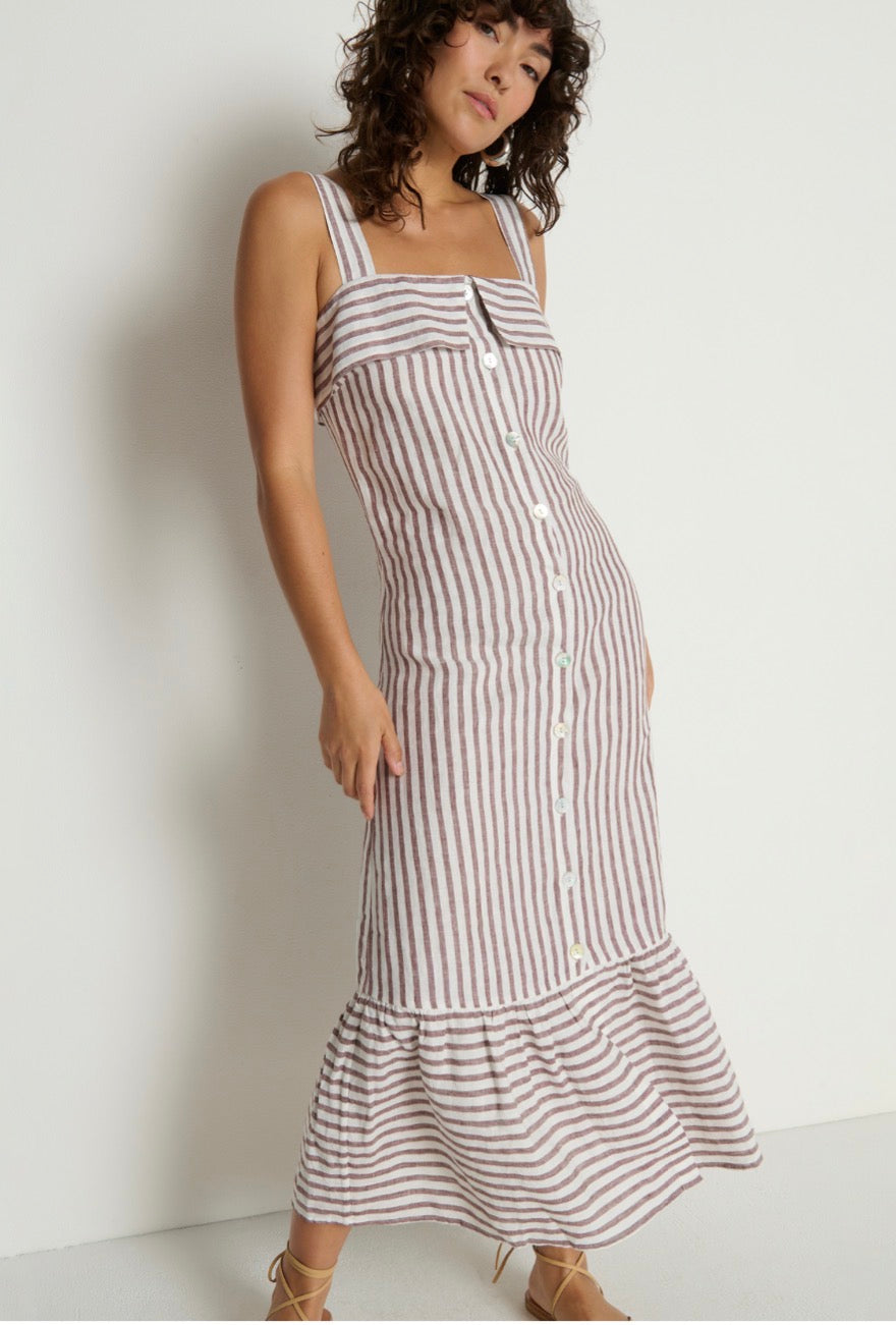Na51405 Praline Stripe Midi Dress