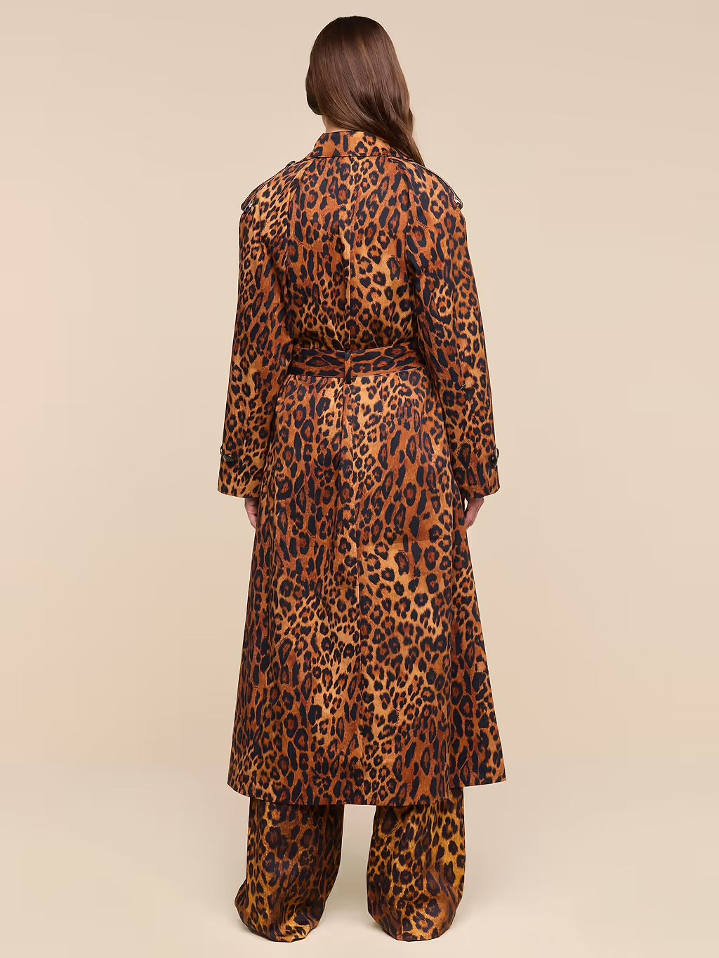 La10046 Leopard Trench Coat