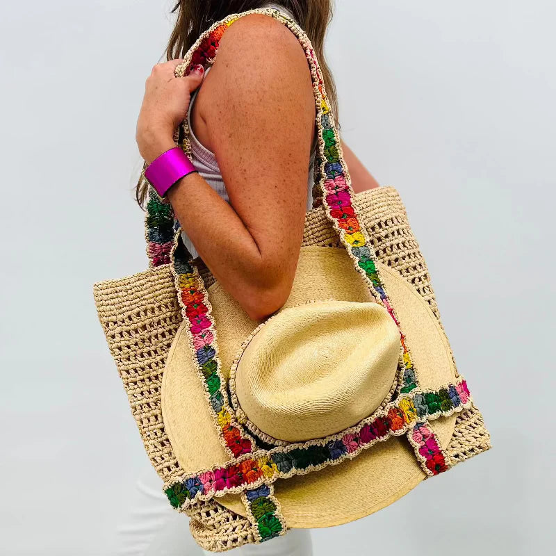 Raffia Beach Bag - Rainbow