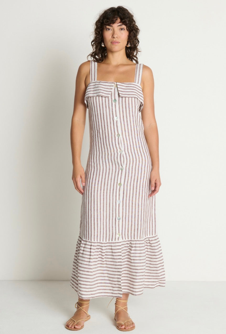 Na51405 Praline Stripe Midi Dress