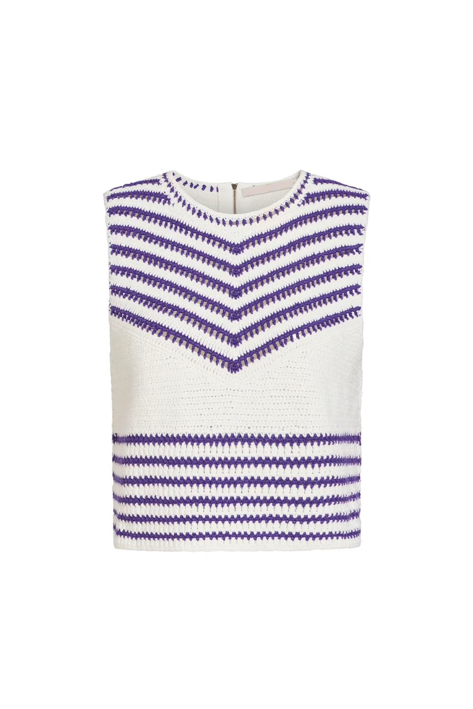 Ma436 Purple Stripe Crochet Top