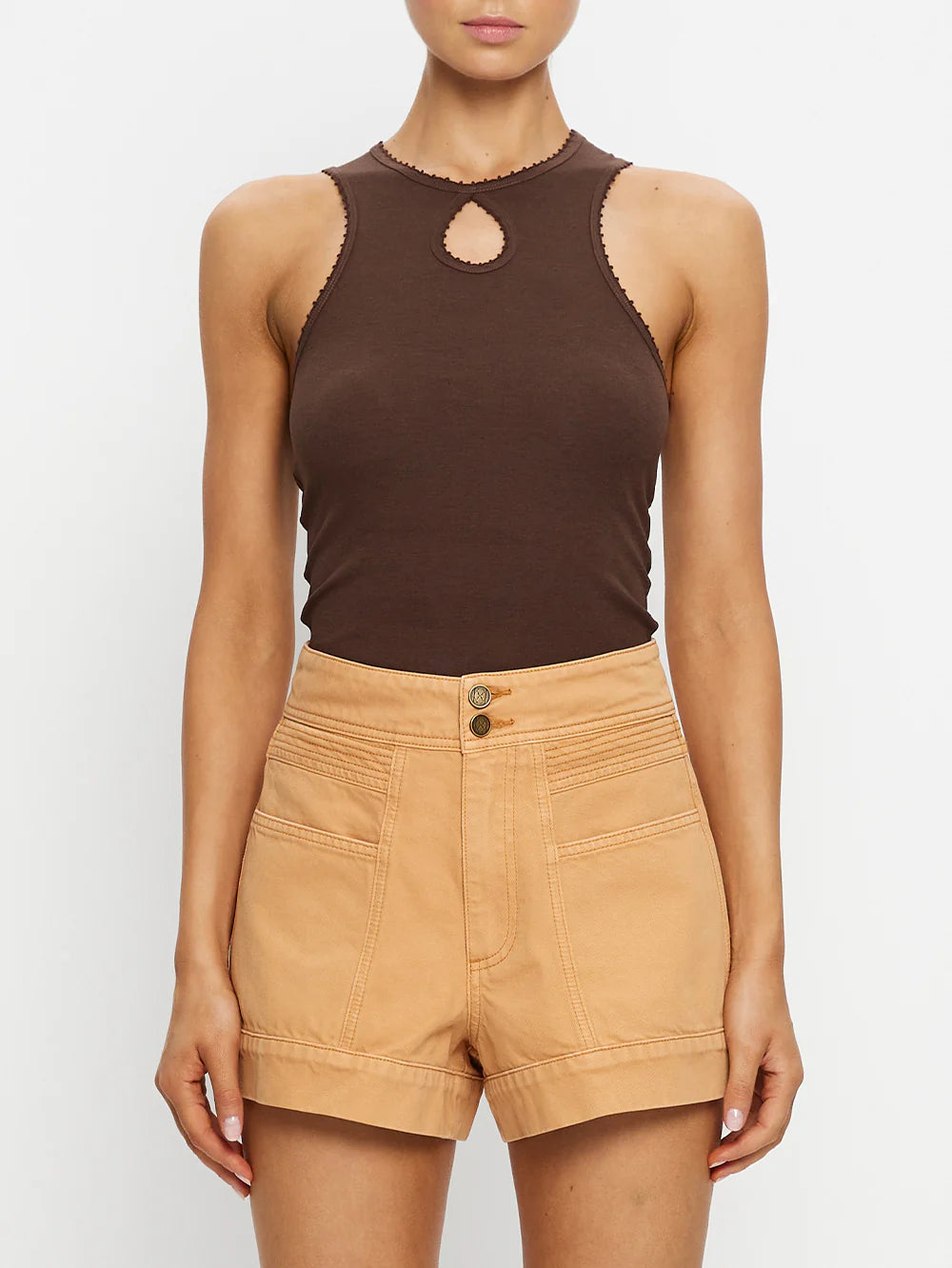 Kim128 Tan Denim Shorts