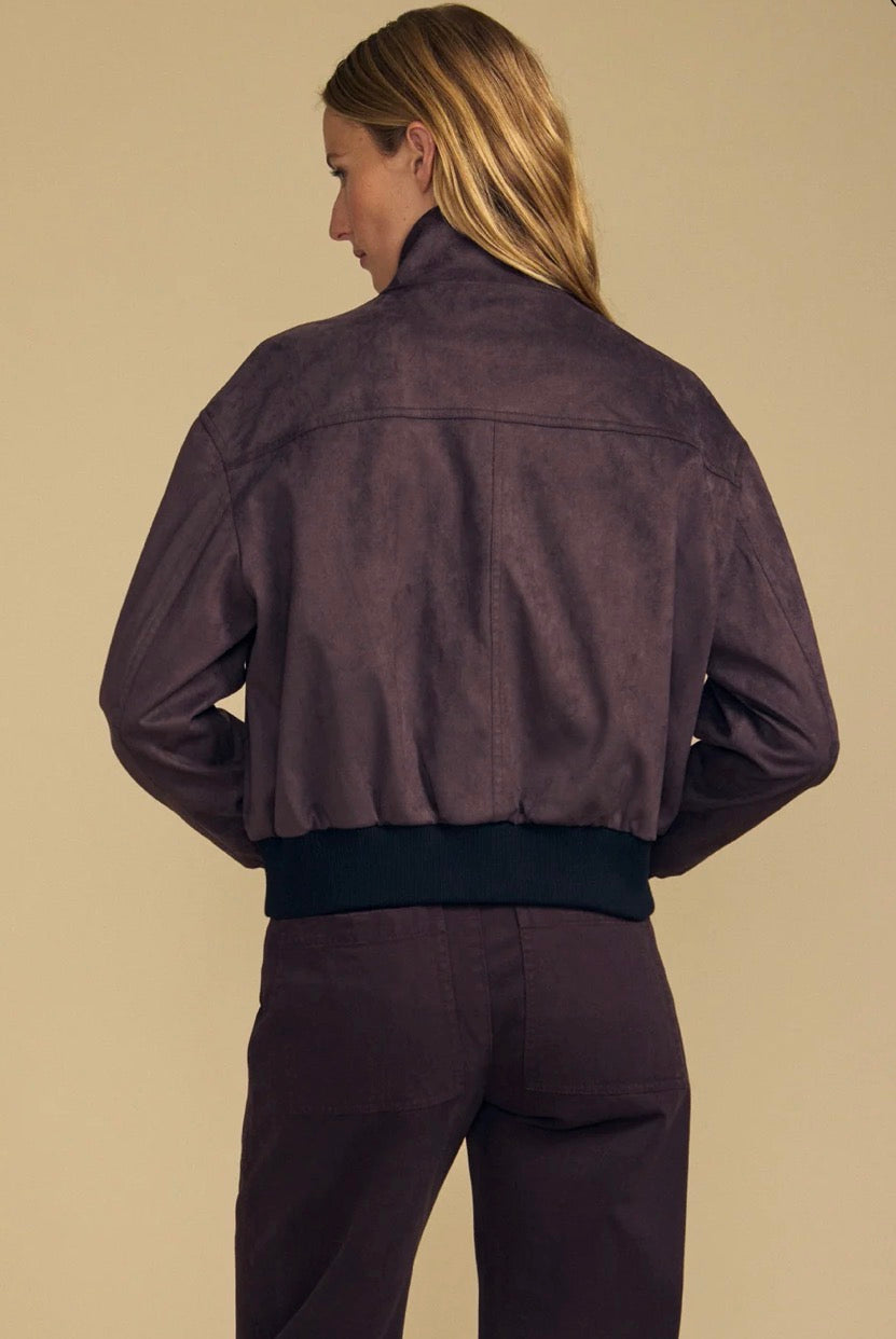 Vequincy Brown Faux Suede Bomber Jacket
