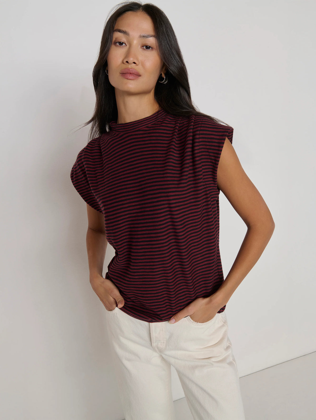 Na11533 Burgundy Stripe Top