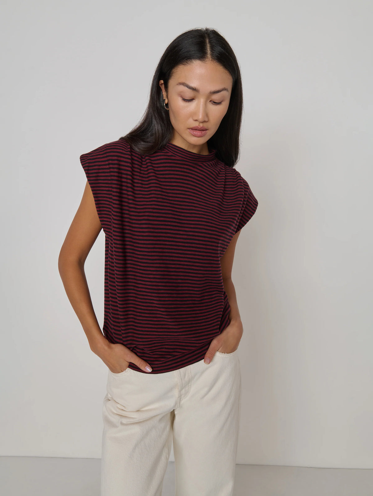 Na11533 Burgundy Stripe Top