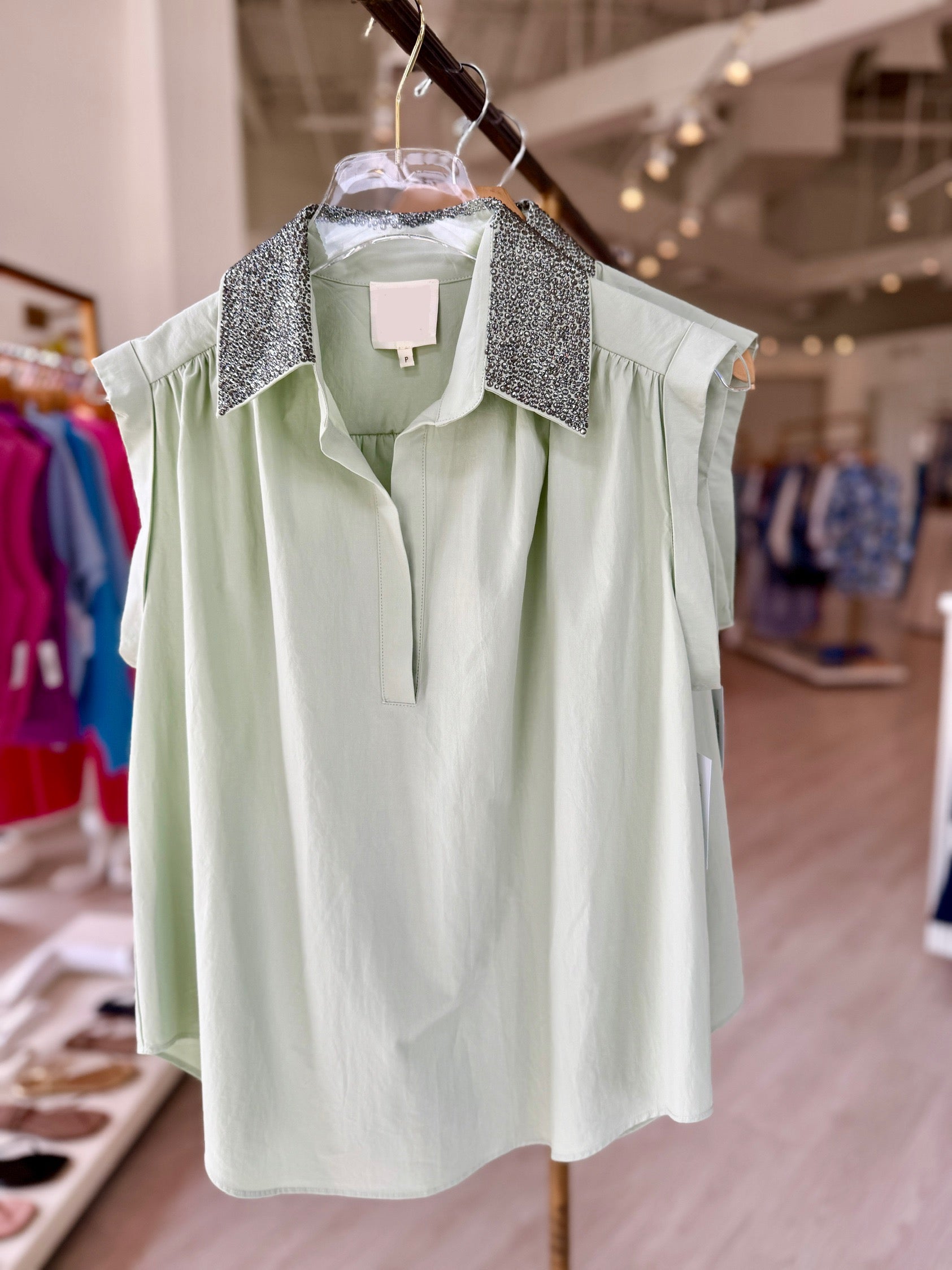 As3006 Green Embellished Shirt