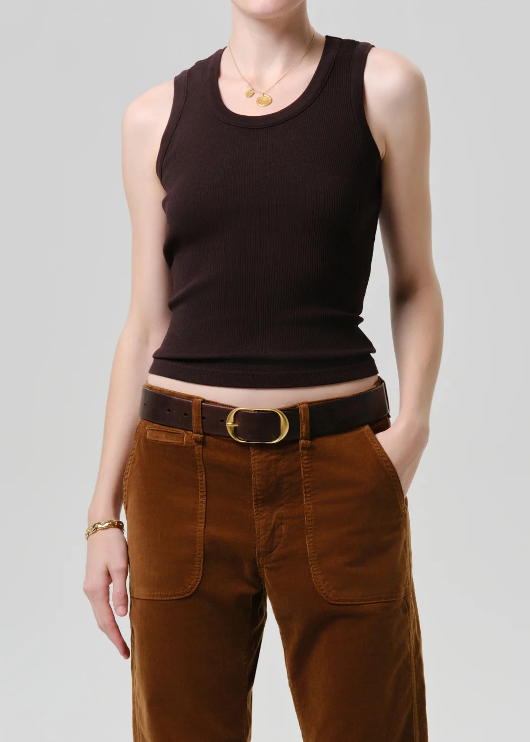 Ci9510 Chocolate Ribbed Tank