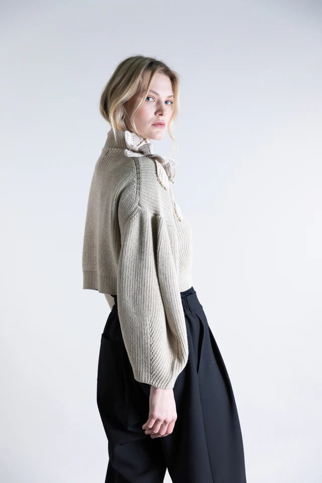 Ps2552 Embellished Funnel Neck Cardigan