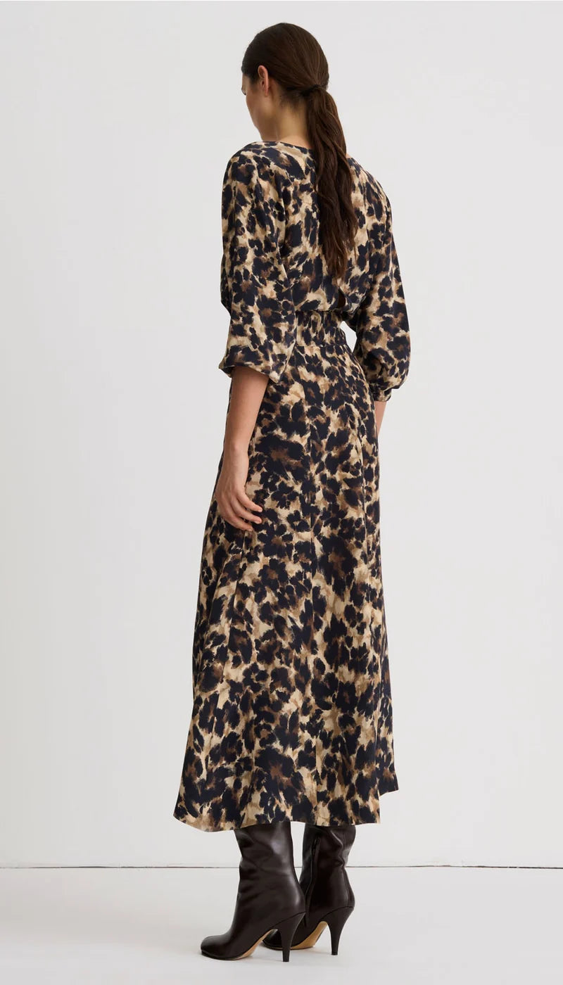 Sm26058 Leopard Flounce Hem Dress
