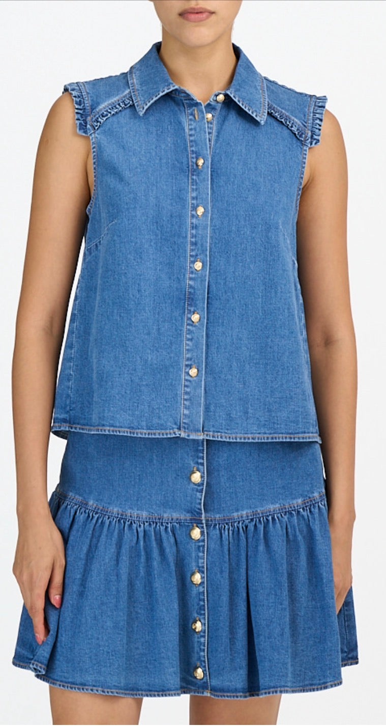 Cizs614779 Denim Ruffle Skirt