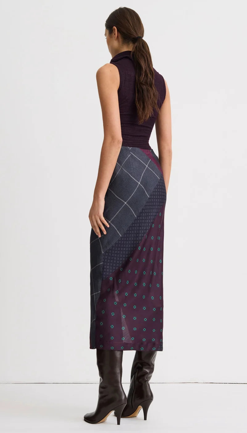 Sm26101 Scarf Print Midi Skirt