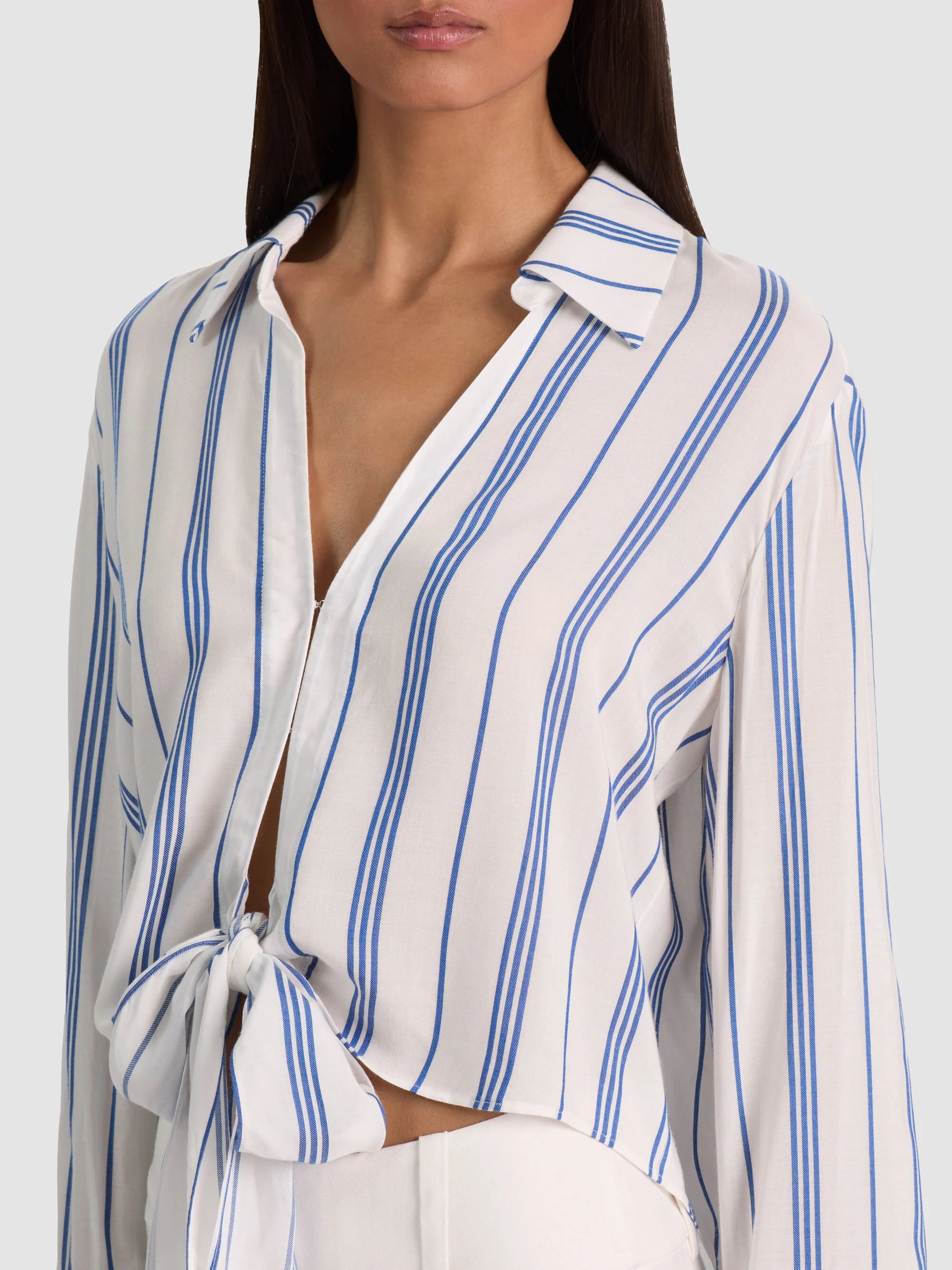 Al36014 Blue Stripe Tie Top