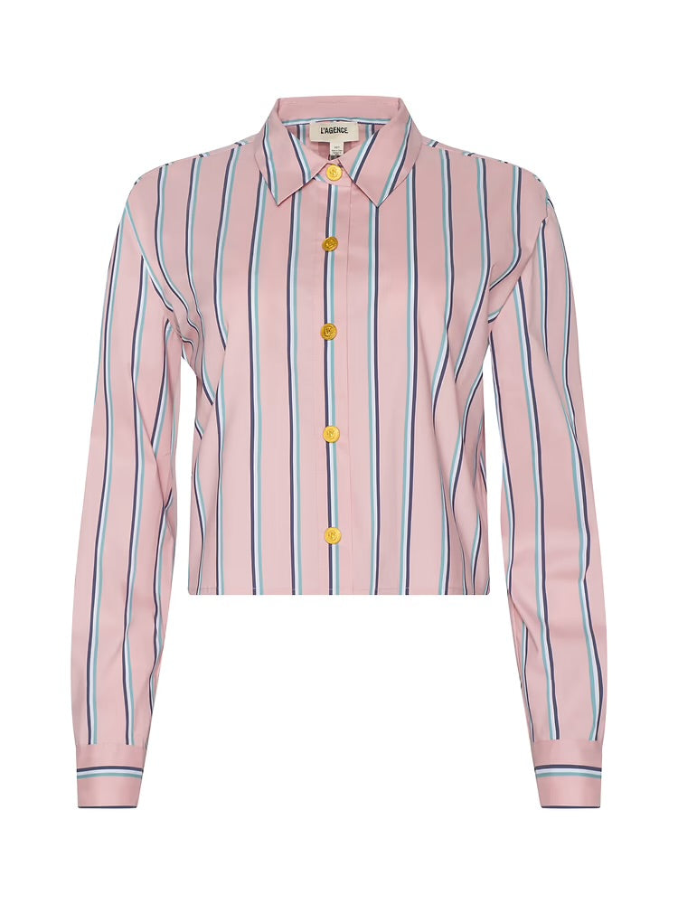 La40548 Stripe Button Down Blouse