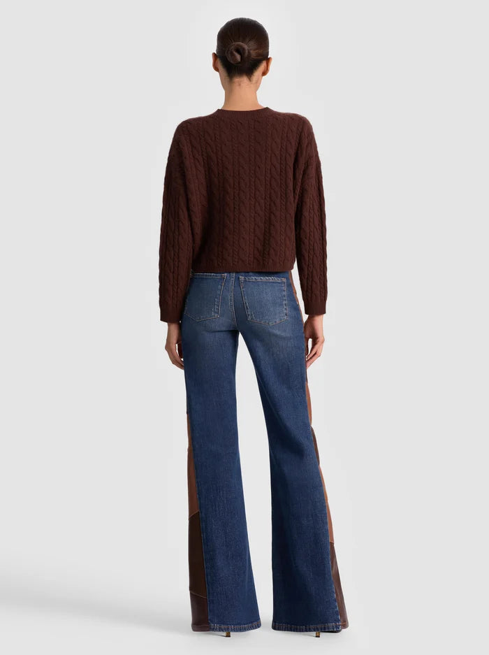 Alcl0005 Chocolate Cable Crewneck Sweater