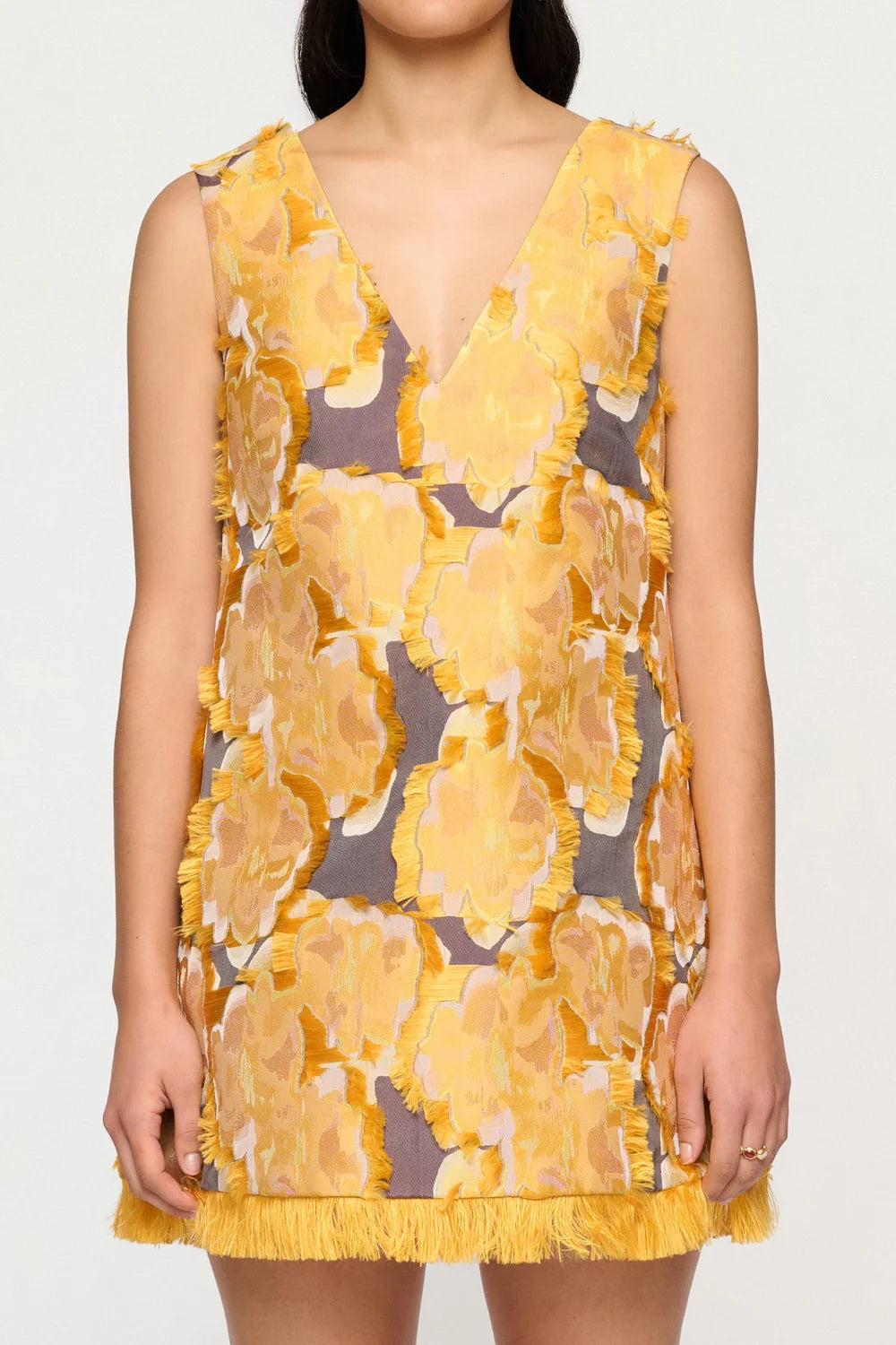 Cl1612 Floral Jacquard Mini Dress