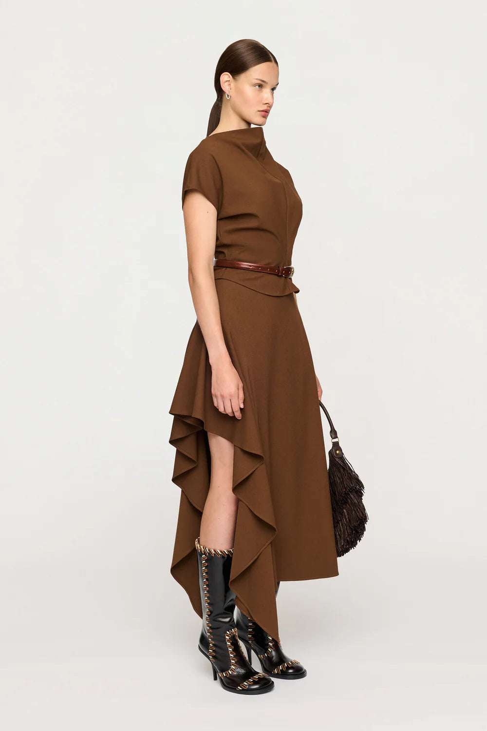 Cl1756 Chestnut Midi Skirt