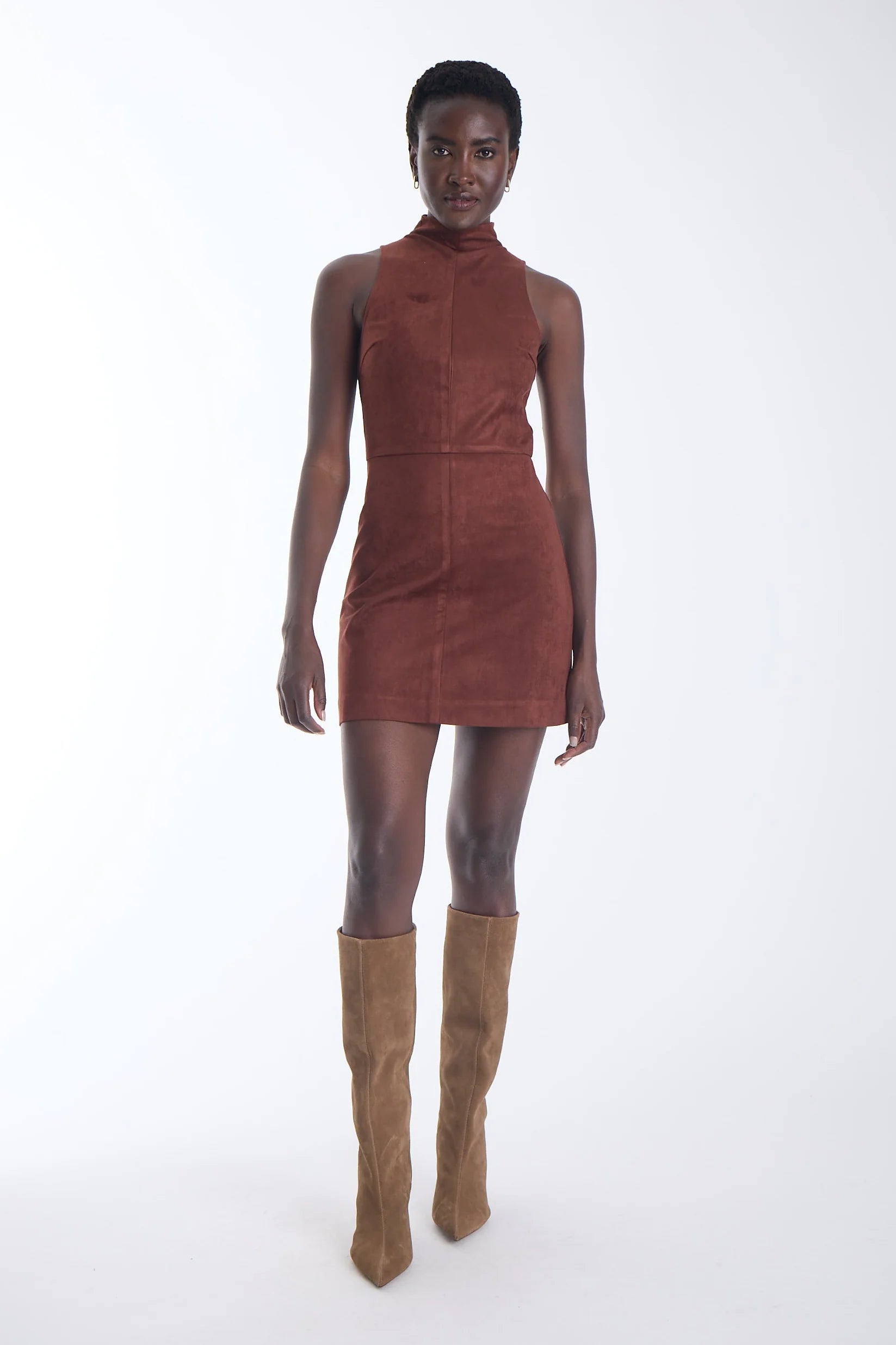 Ka33022 Copper Suede Mini Dress