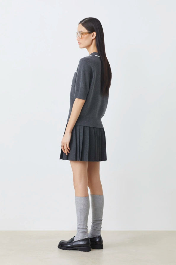 Su01320 Scalloped Polo Top