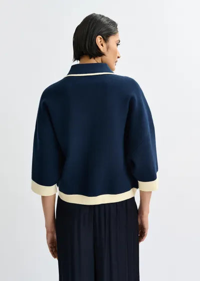 Esjugly Navy Contrast Cardigan