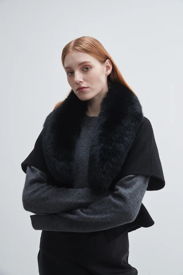 Pi6203 Black Fur Collar Jacket