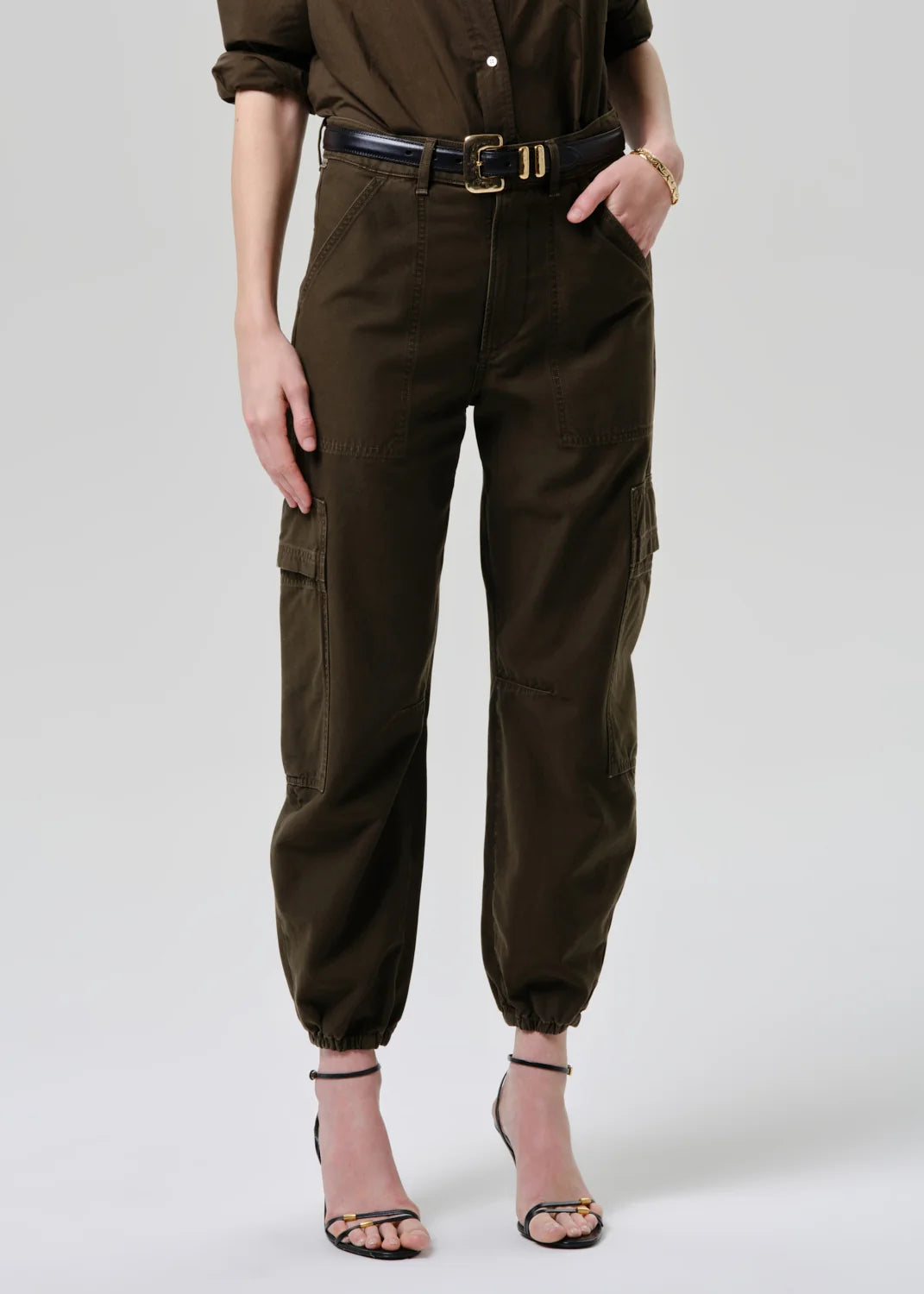 Ci2294 Ciela Bubble Hem Utility Pant - Moss