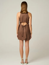 Load image into Gallery viewer, Hedomino Chocolate Linen Mini Dress
