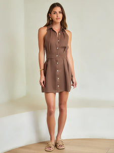 Hedomino Chocolate Linen Mini Dress