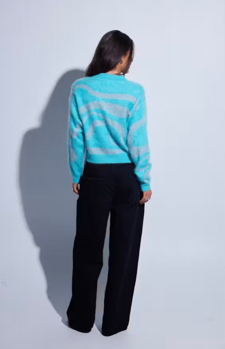 Co031 Aqua Polo Cardigan