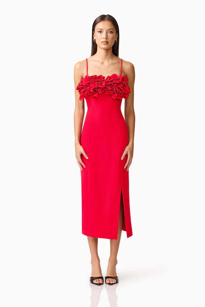 El2507 Crimson Midi Dress