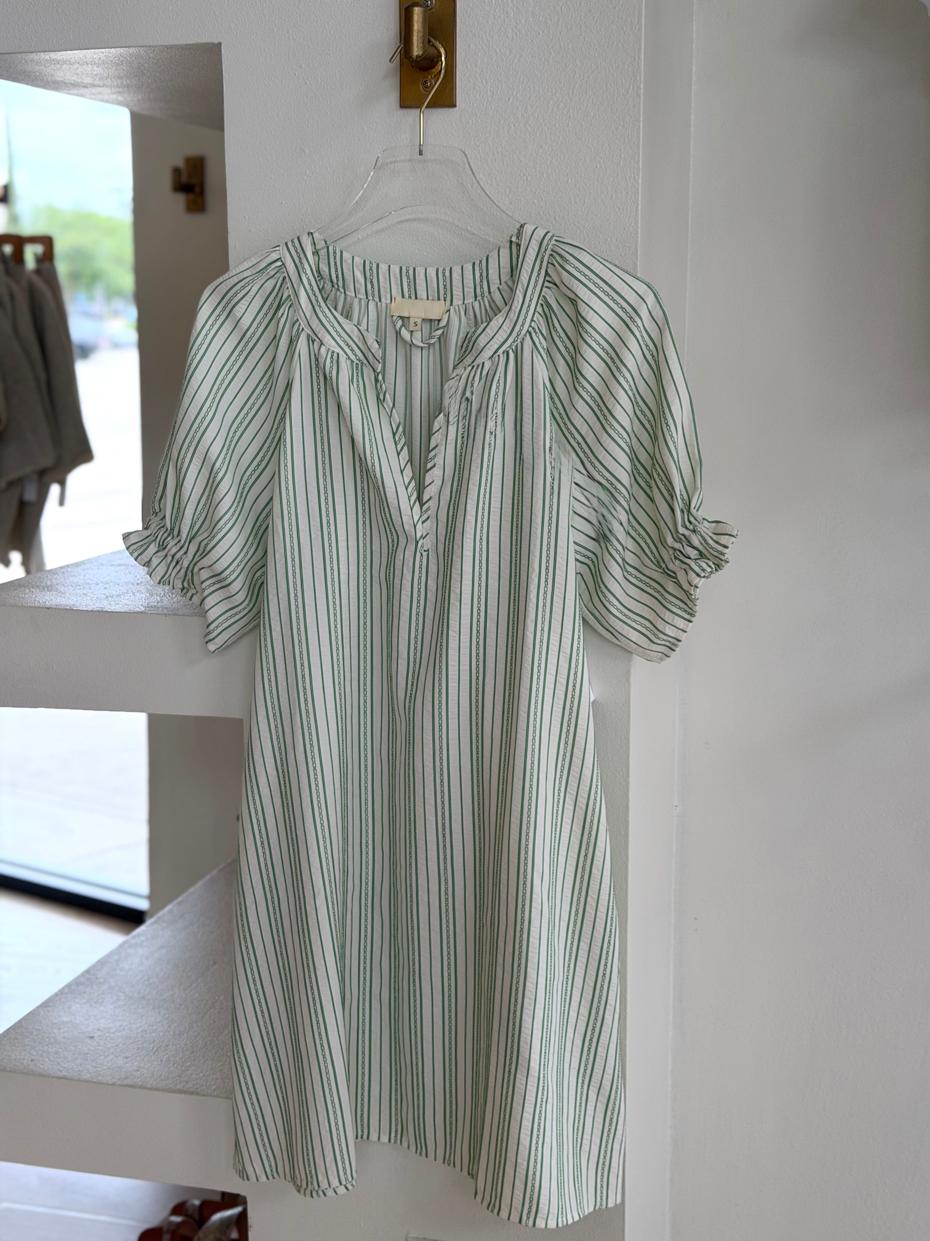 St2460 Sage Striped Dress