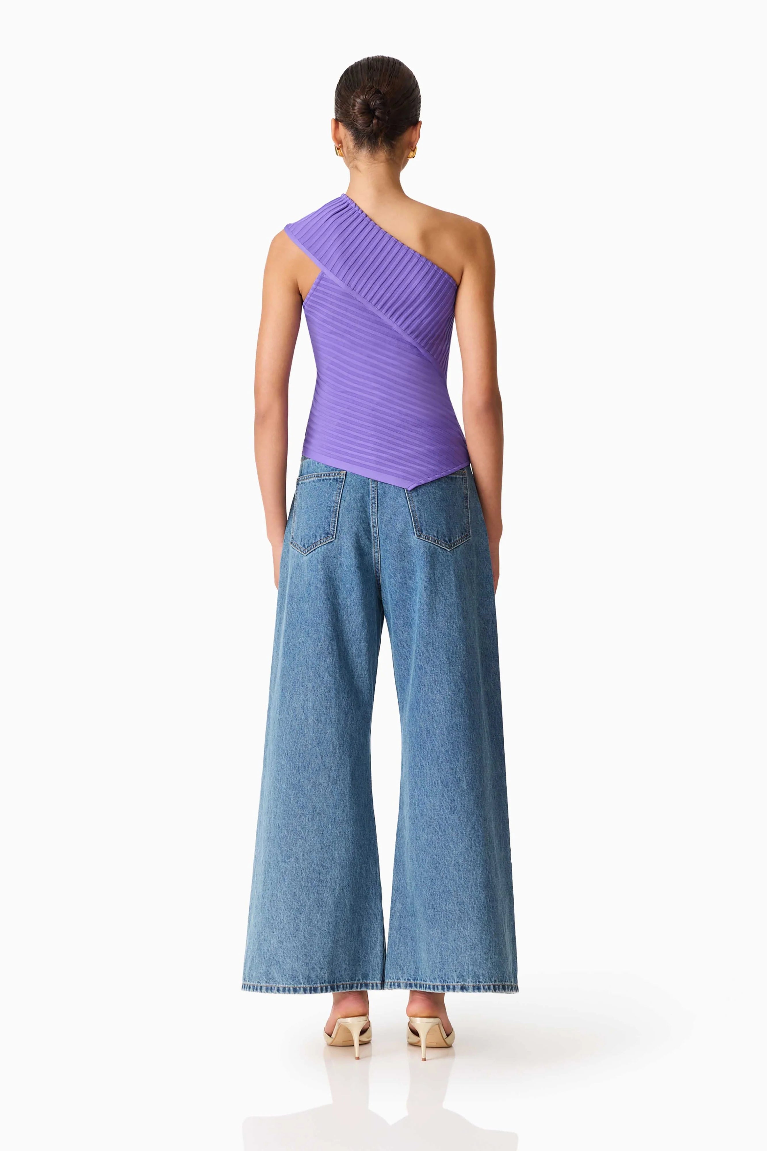 El5012616 Purple One Shoulder Top