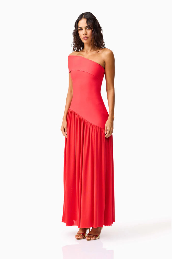 El2550 Coral Asymmetric Gown