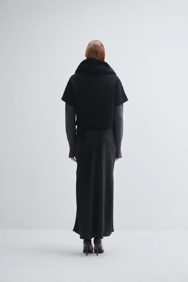 Pi6203 Black Fur Collar Jacket