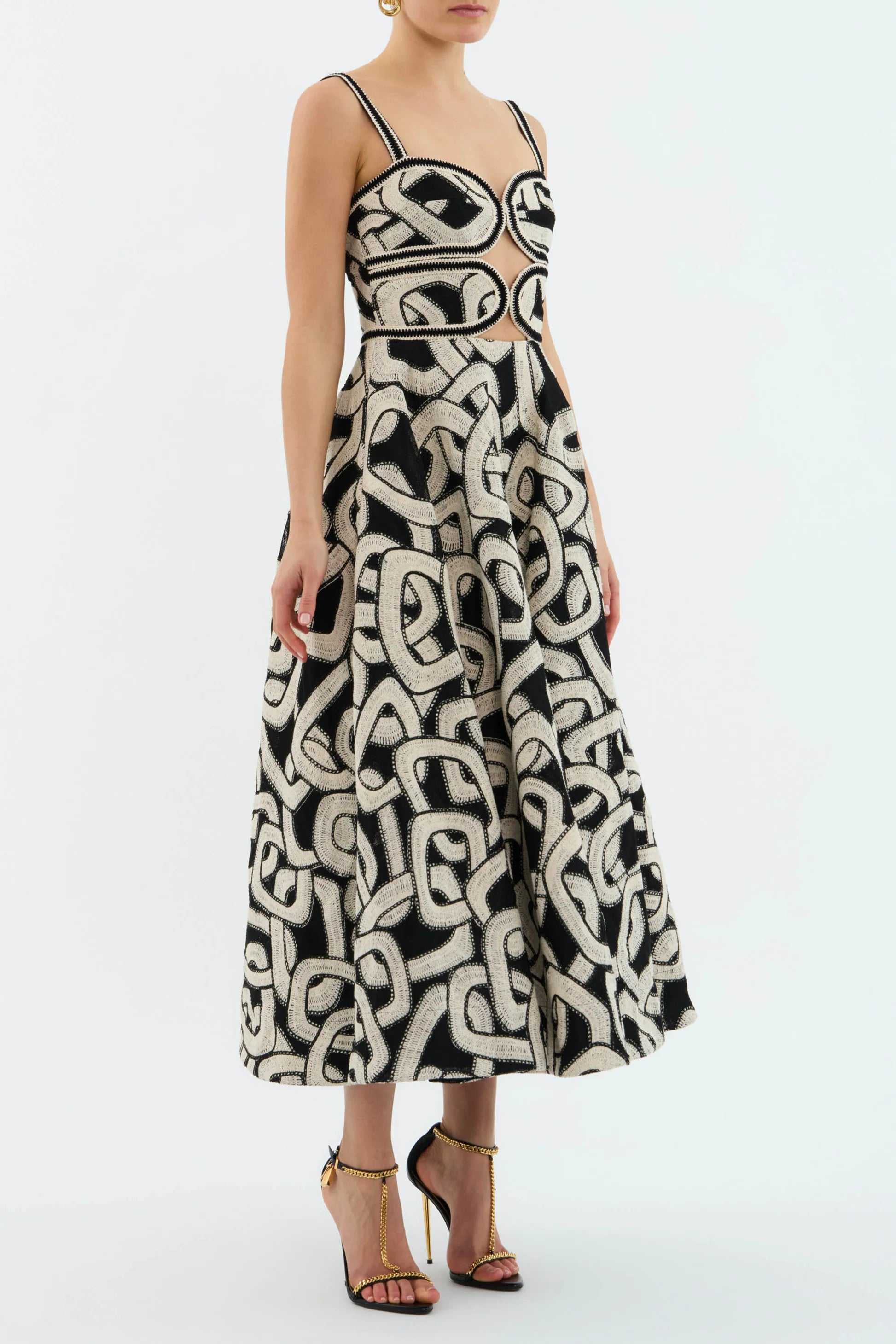 Re1851 Catena Embroidered Midi Dress