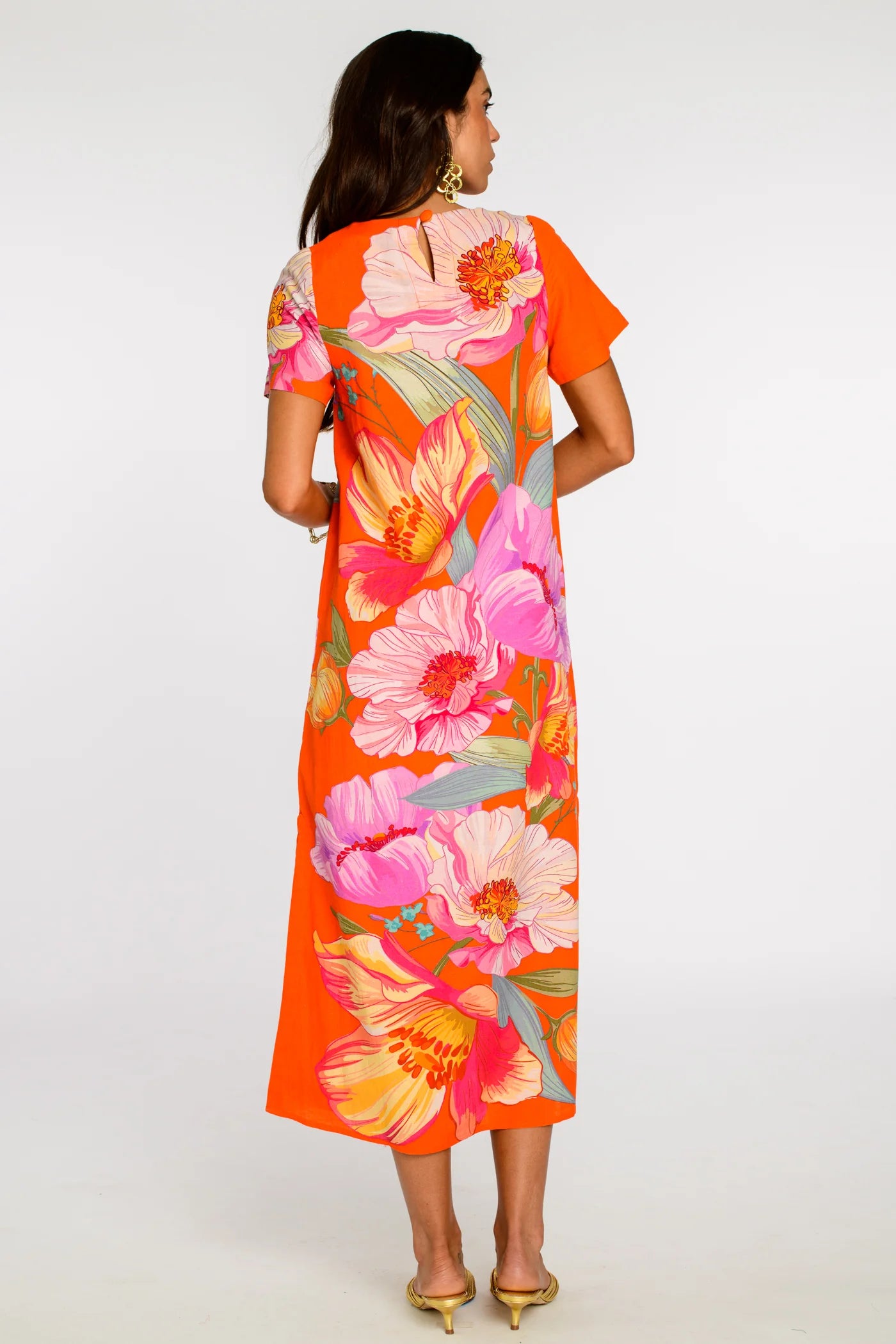 El2313 Sunset Blooms Floral Midi Dress