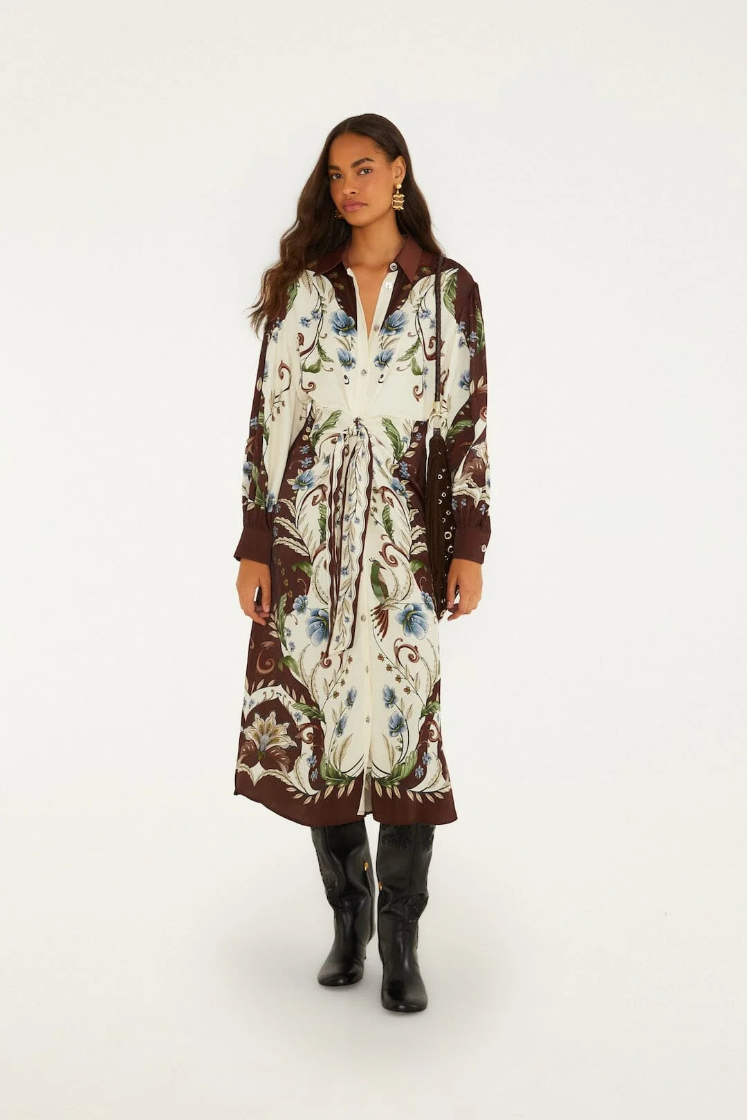 Fa368964 Tie Front Midi Dress