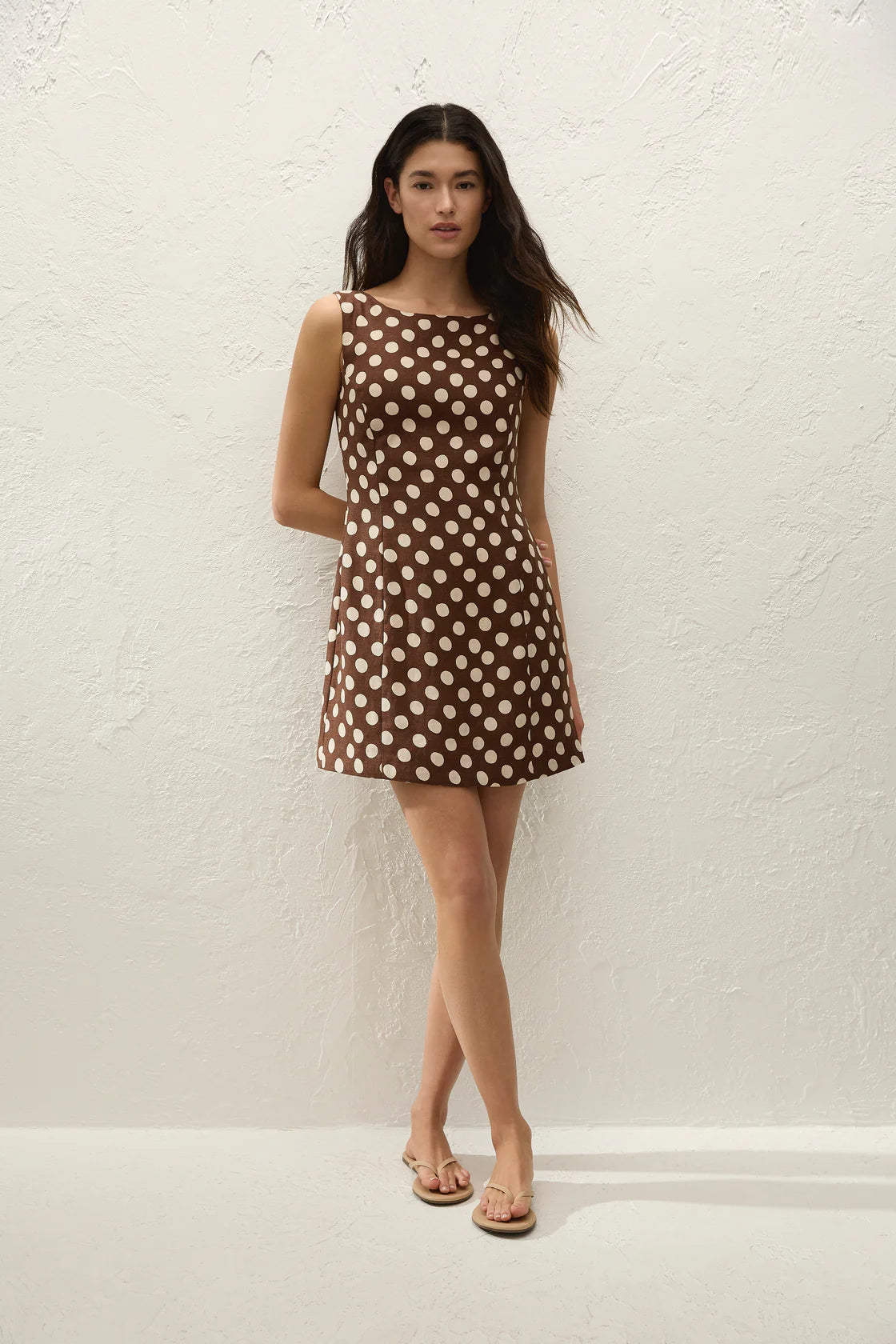 Fa3542 Chocolate Dot Mini Dress
