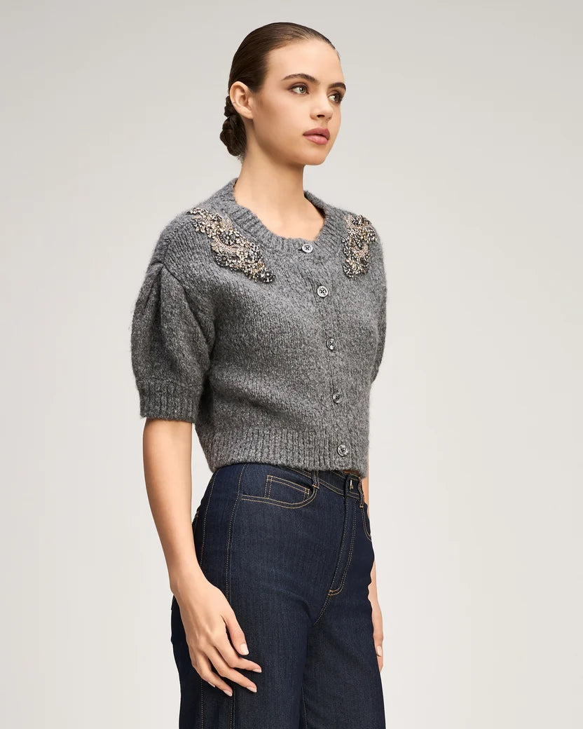 Cizk1162 Crystal Ivy Embellished Cardigan