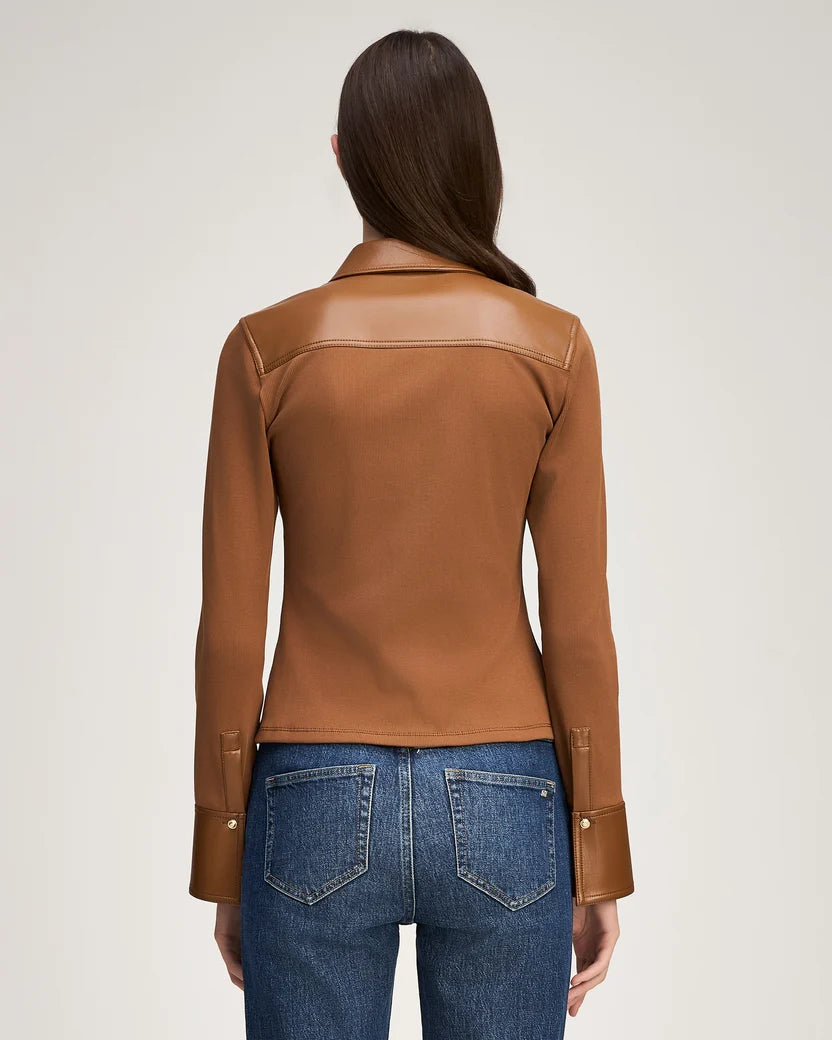 Cizt1134 Leather Trim Top