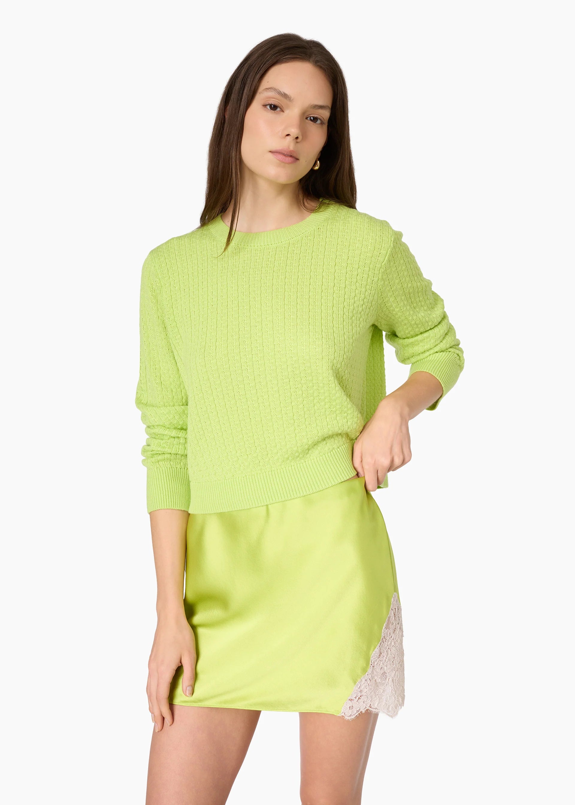 Caf26 Key Lime Silk Skirt