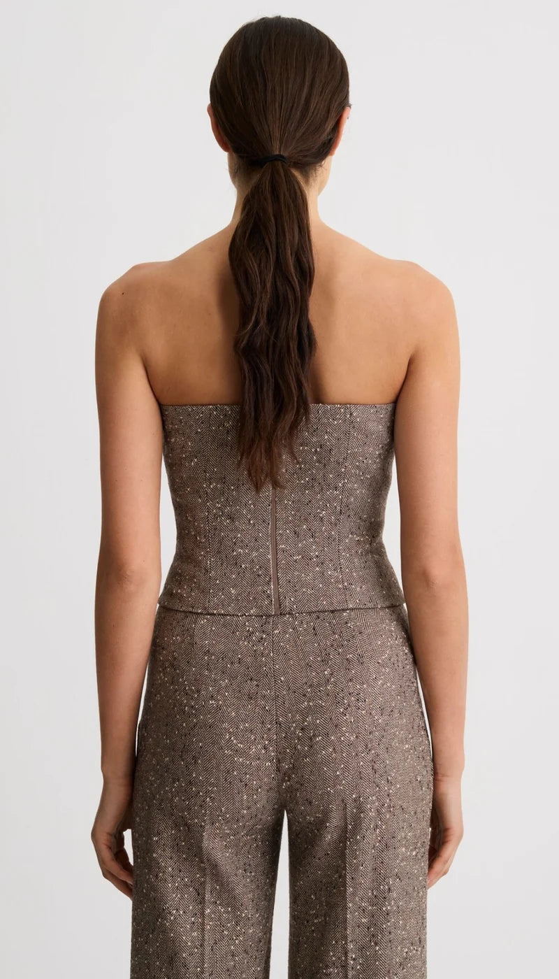 Sm26073 Brown Tweed Bustier Top