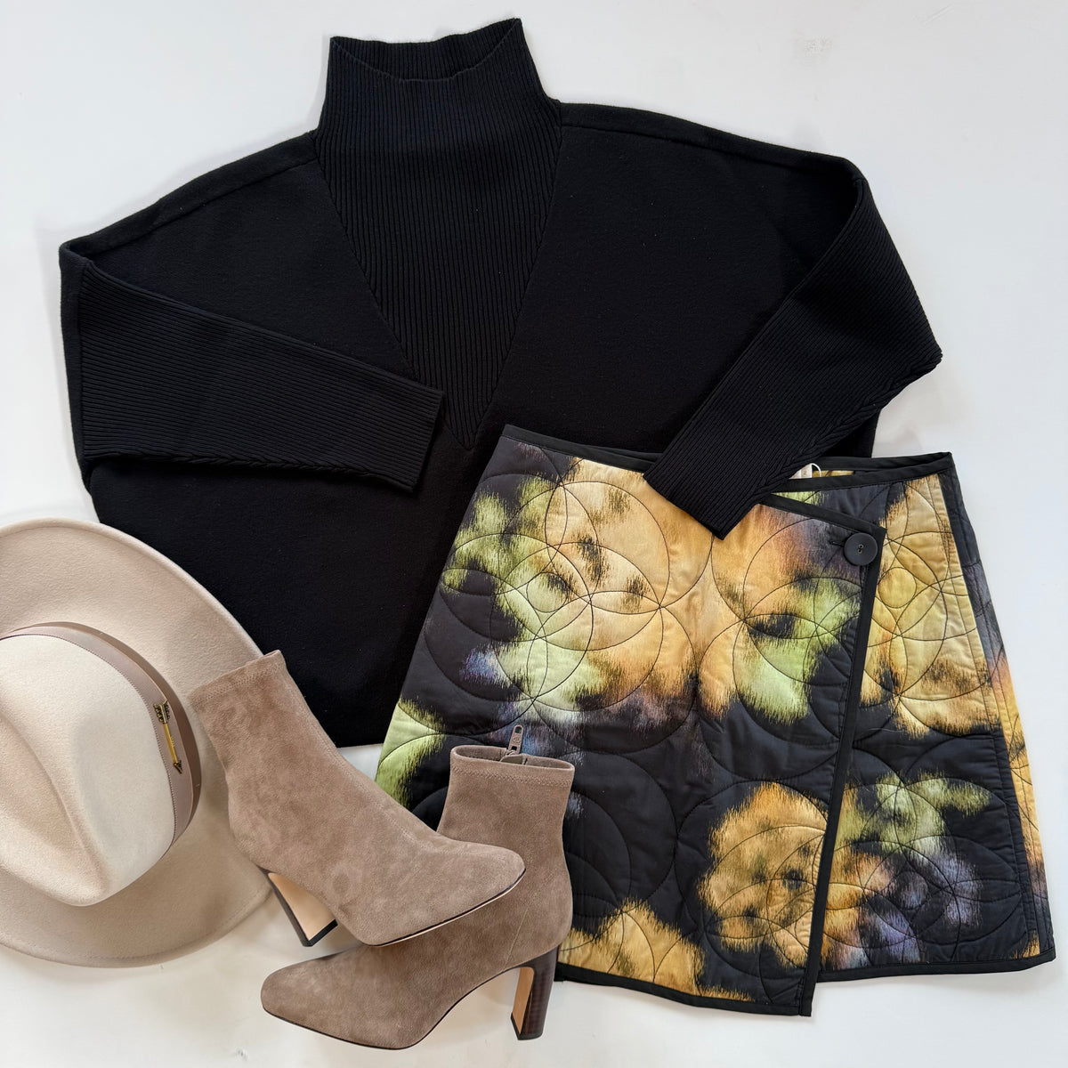 Ma3x2 Black Floral Reversible Wrap Skirt