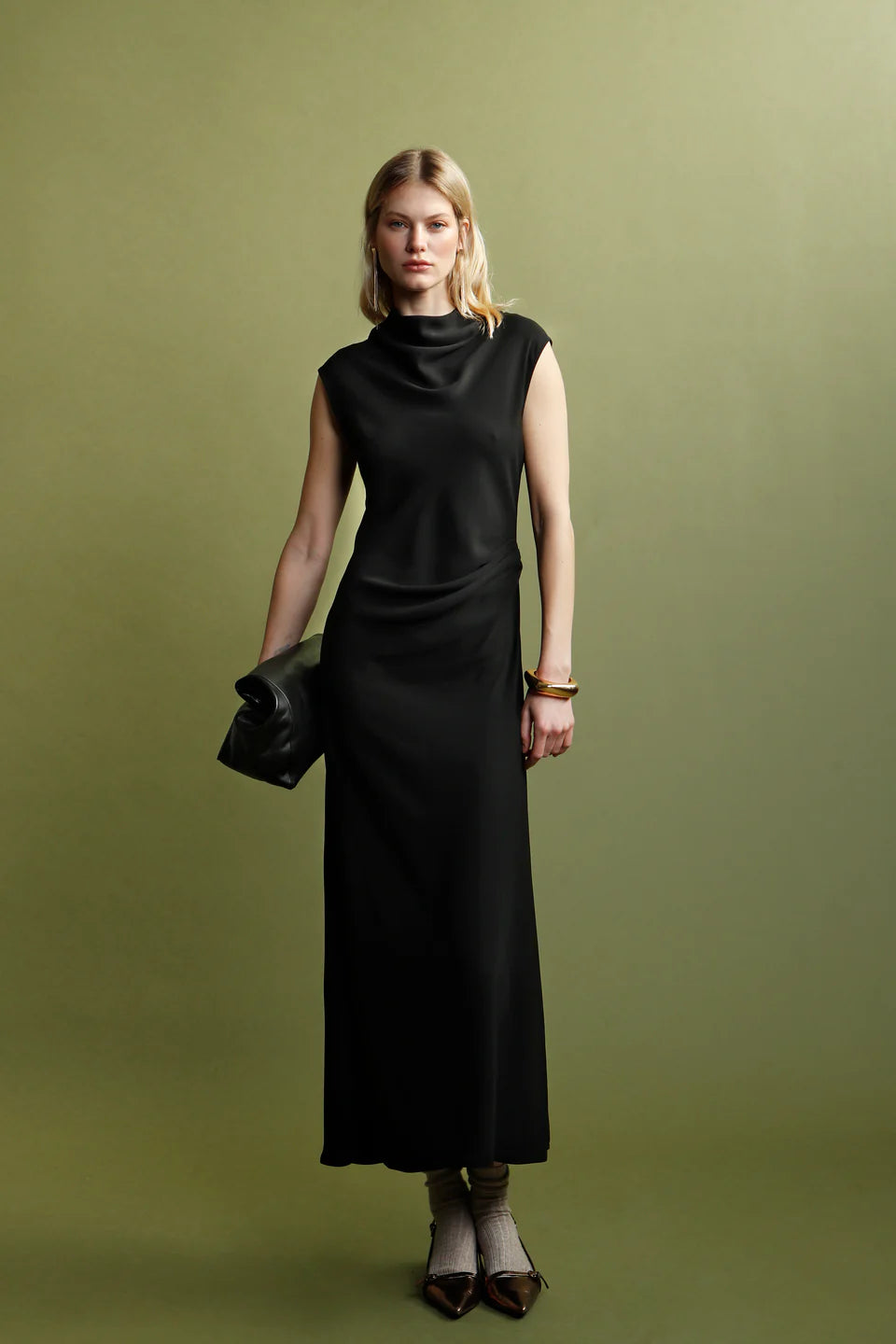 Ps2526 Black Draped Dress