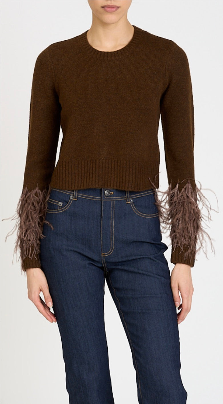 Cizk1034 Espresso Feather Pullover Sweater
