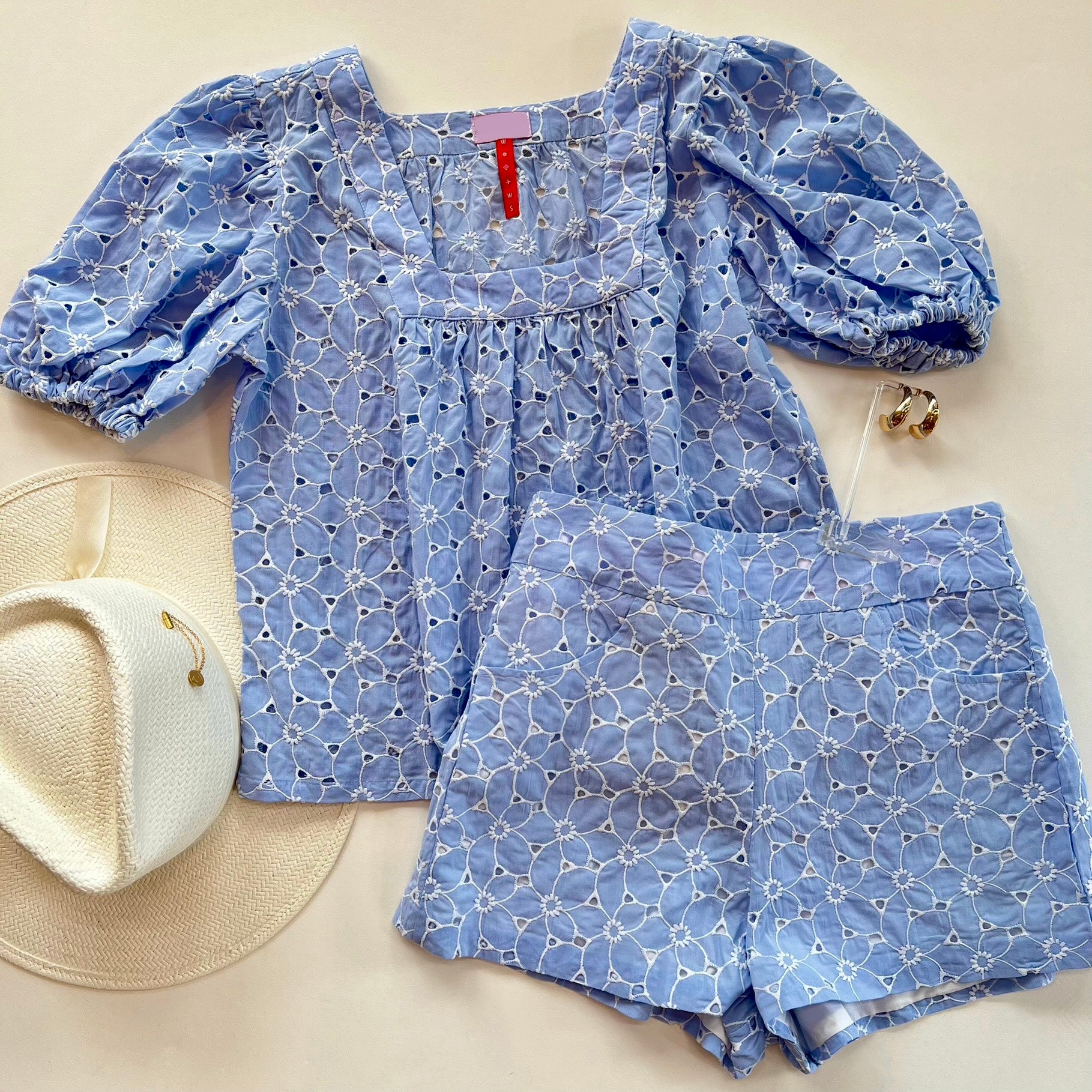 Nesquare Blue Eyelet Top