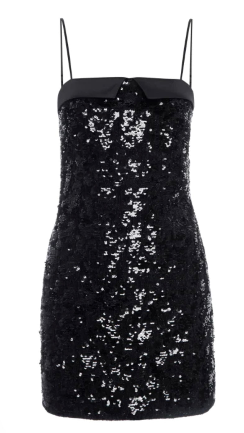 Le3119 Le Superbe Black Sequin Tux Dress