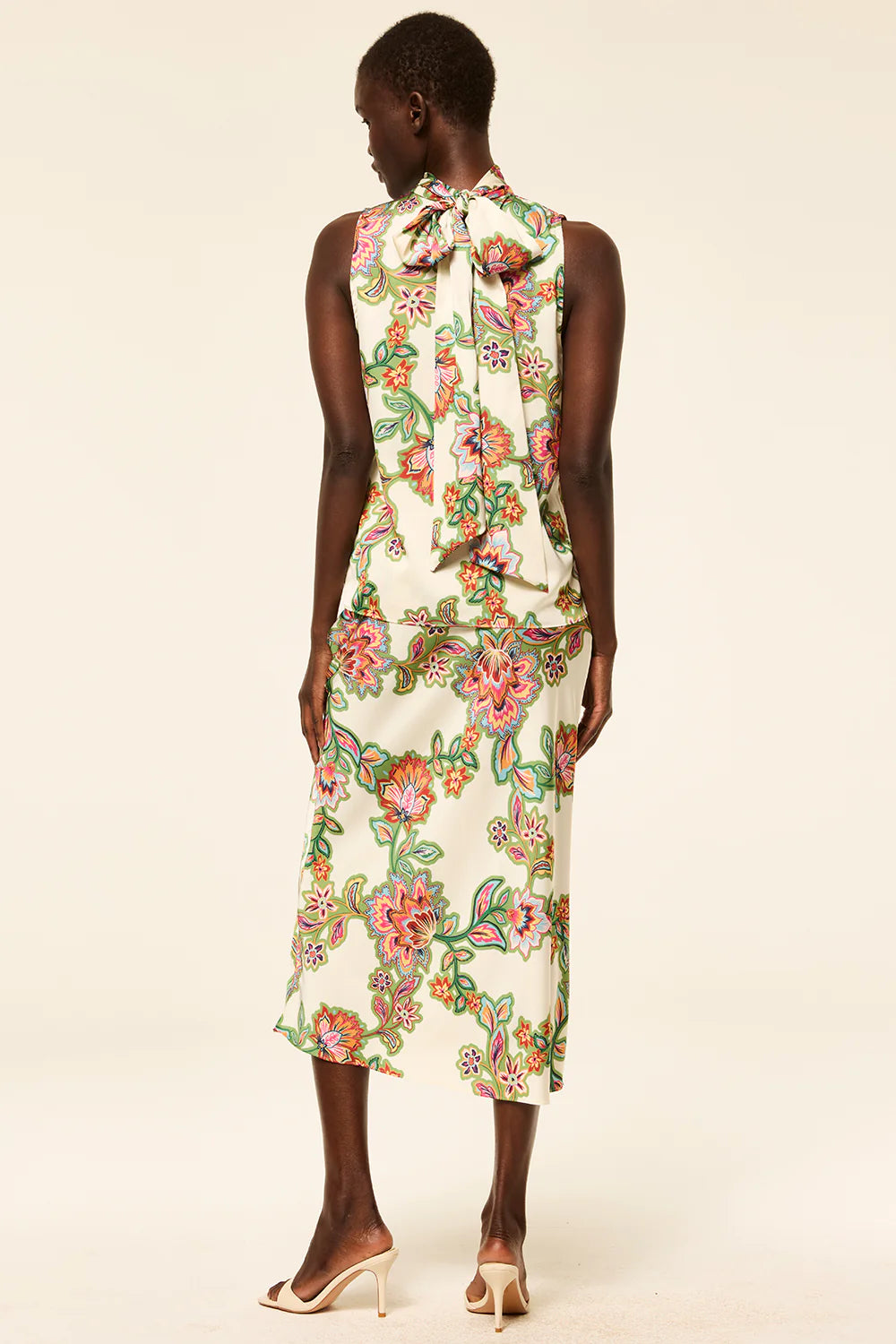 Mi92168 Lattice Floral Midi Skirt