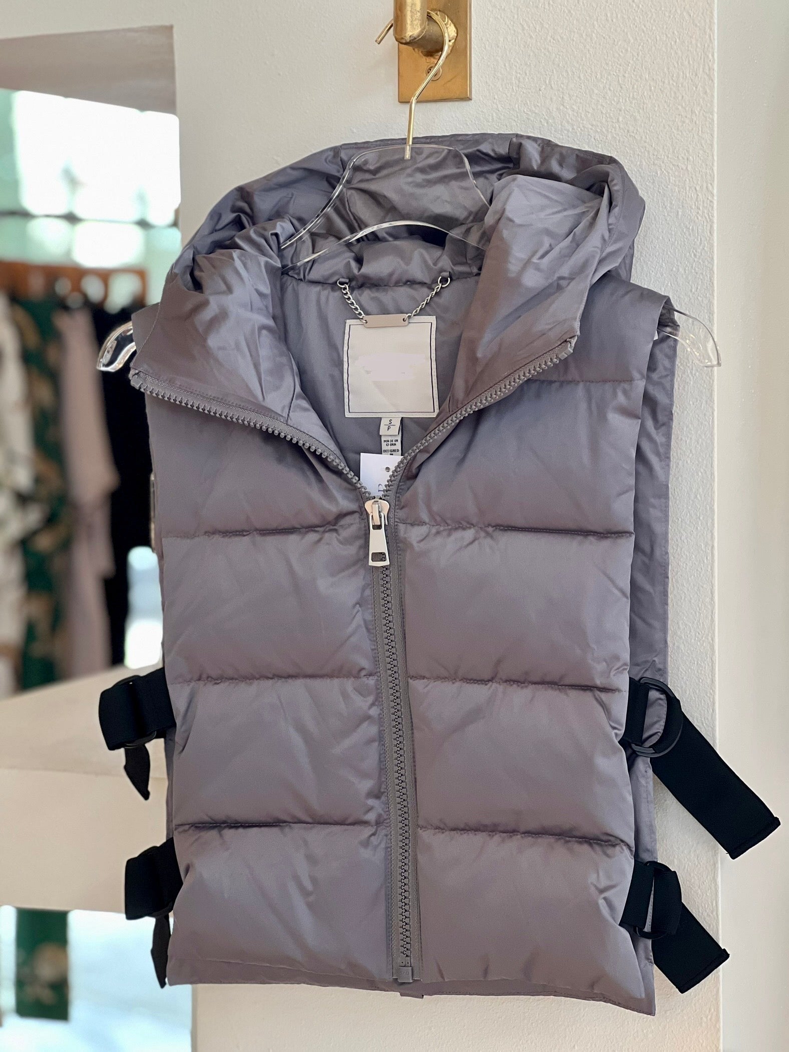 Adlola Silver Hooded Puffer Vest