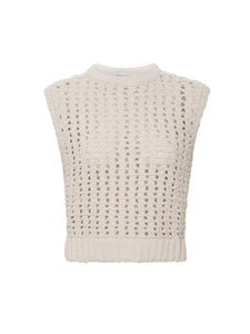 Frsw005 Cream Yarn Sweater Vest