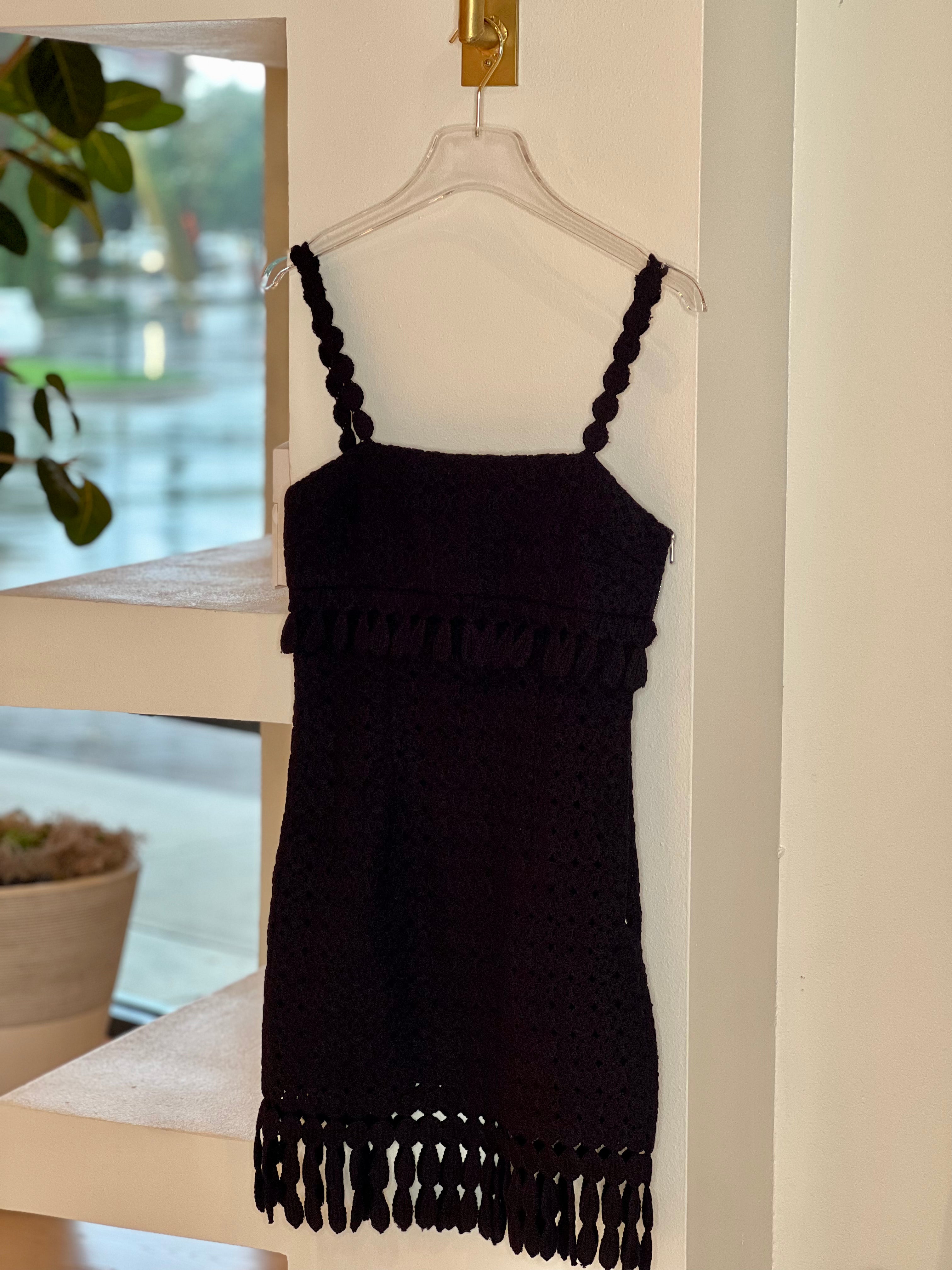 Sa1306 Black Fringe Dress